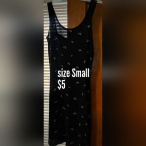 Black dress with pink & blue flowers